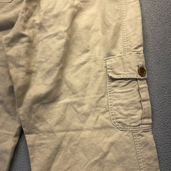 Eddie Bauer Pants Womens 10 Tall Beige Linen Cargo Wide Leg,Pockets,Drawstring - Picture 12 of 16
